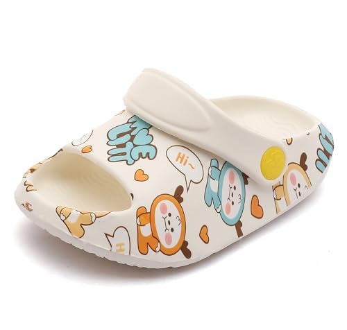 LONSOEN Kids Summer Clogs Boys Girls Slide Sandals Adjustable Toddler Indoor Outdoor Slippers Children Beach Pool Shoes,Size 6 Toddler Off White CLG002 15 - Image 1
