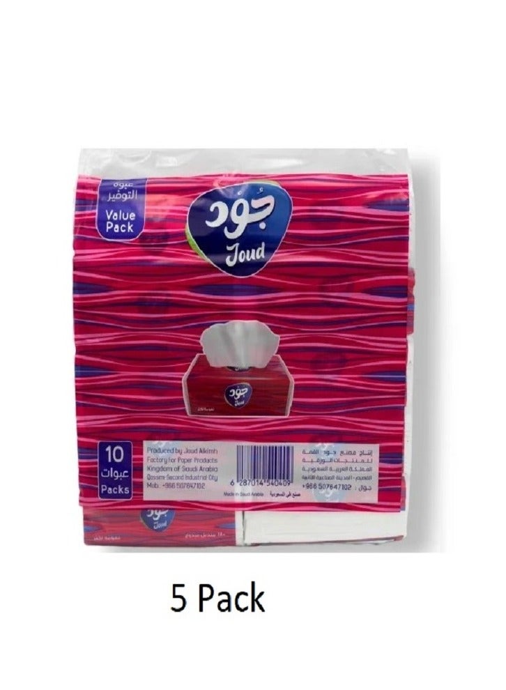 Joud Tissue Box 180 Double Tissue Pack of 5 Each Pack 10 Box  - Image 2