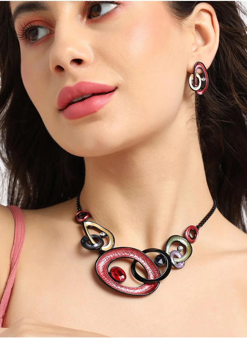 SOHI Textured Stone Jewellery Set