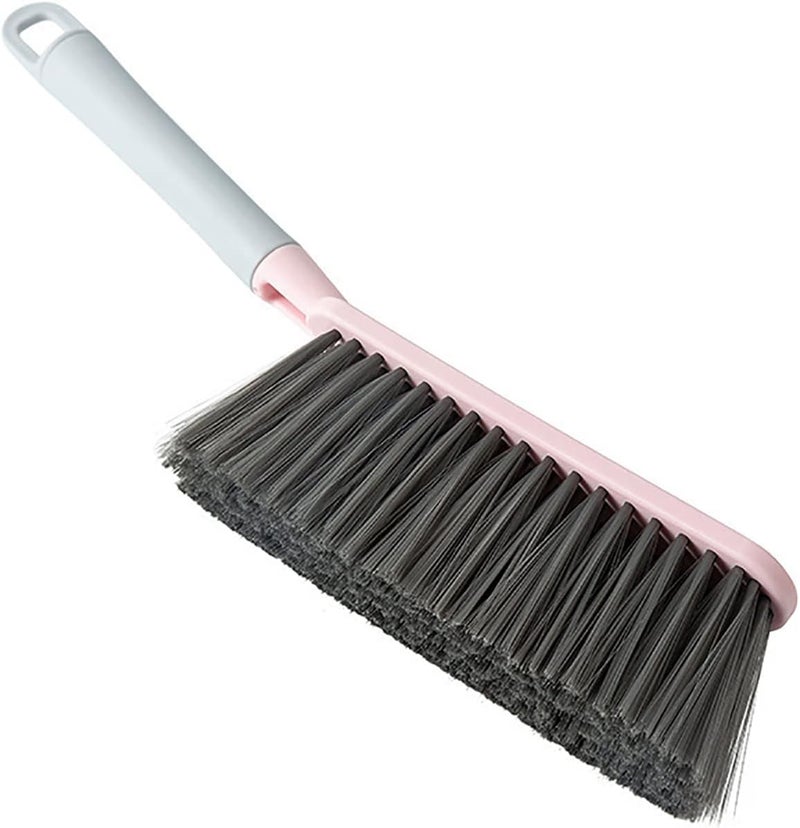 HomeAra Hand Broom Cleaning Brush Soft Bristle Hand Brush Plastic Counter Duster Household Dusting Brush with Long Handle for Cleaning Bed Car Sofa Furniture Clothes Carpet 157Inch Pink