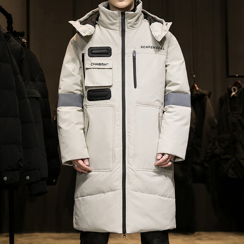 Winter Men'S Mid-Length Down Jacket Fashionable Casual All-Match Warm White Duck Down Jacket Men'S And Women'S Thickened Jacket - Image 3