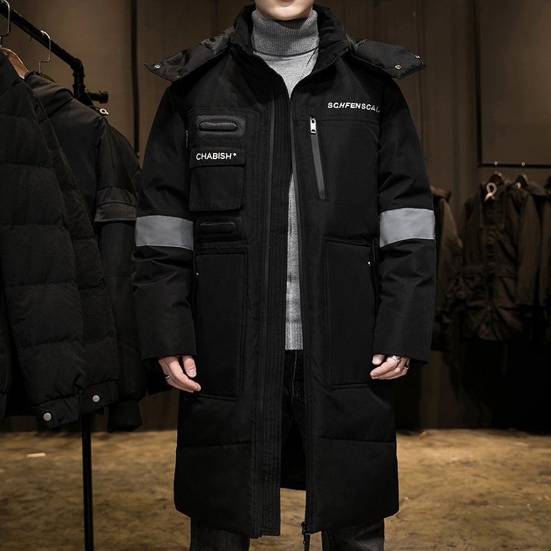 Winter Men'S Mid-Length Down Jacket Fashionable Casual All-Match Warm White Duck Down Jacket Men'S And Women'S Thickened Jacket - Image 2
