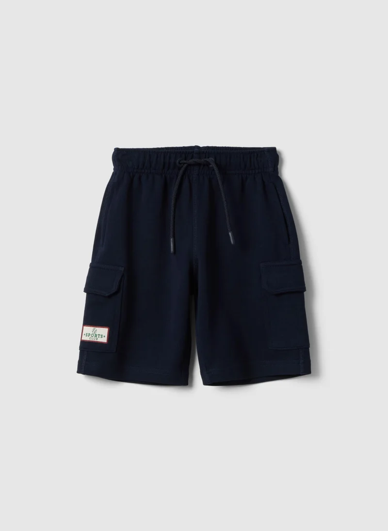 او في اس OVS Boys Blue 100% Cotton Regular-Fit Shorts With Elasticated Waistband