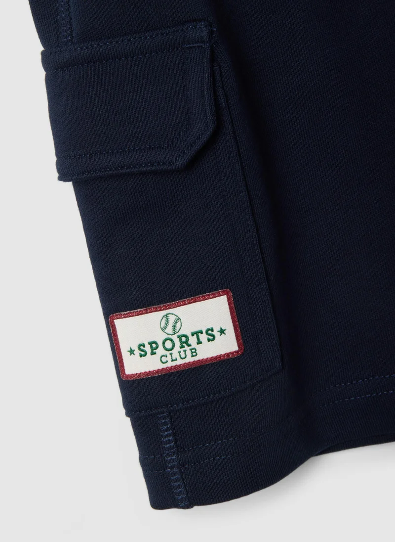 Ovs  OVS Boys Blue 100% Cotton Regular-Fit Shorts With Elasticated Waistband for Kids | Best Price UAE