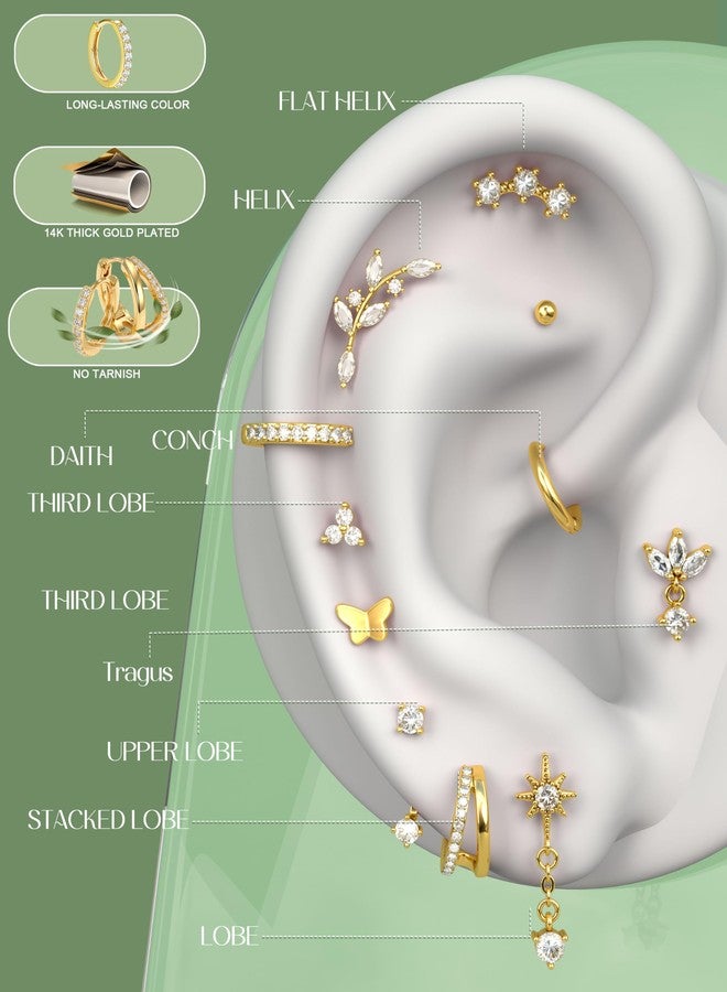ORAZIO 20G Helix Piercing Jewelry Flat Back Cartilage Earrings for Women Hypoallergenic Surgical Steel Flatback Stud Hoop Cartilage Earring Stack Set Daith Conch Tragus Ear Piercing Jewelry Single A - Image 3