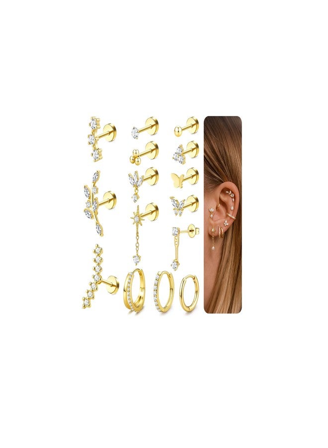 ORAZIO 20G Helix Piercing Jewelry Flat Back Cartilage Earrings for Women Hypoallergenic Surgical Steel Flatback Stud Hoop Cartilage Earring Stack Set Daith Conch Tragus Ear Piercing Jewelry Single A - Image 1