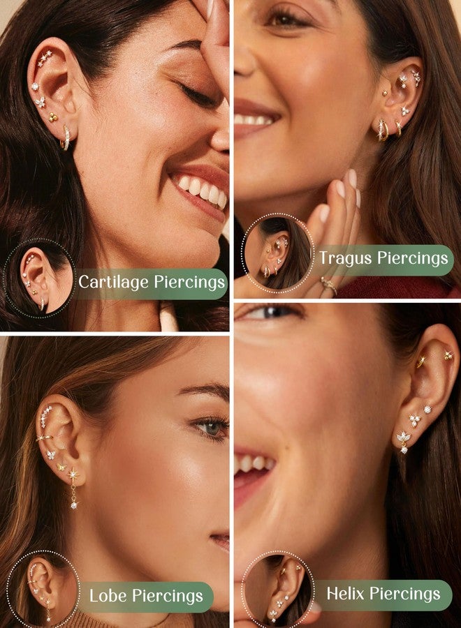 ORAZIO 20G Helix Piercing Jewelry Flat Back Cartilage Earrings for Women Hypoallergenic Surgical Steel Flatback Stud Hoop Cartilage Earring Stack Set Daith Conch Tragus Ear Piercing Jewelry Single A - Image 4
