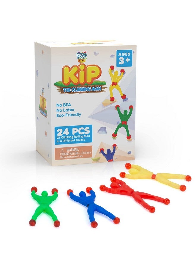 Pick A Toy 24-Piece Climbing Man Sticky Toy Set - Flexible And Stretchy Wall Tumbler Crawlers For Boys And Girls - Assorted Colors - Perfect For Birthday Party Favors And Easter Basket Stuffers - Image 1