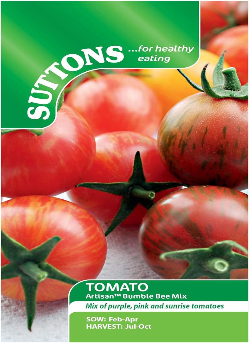 GGOOT - Suttons Tomato Seeds - Artisan Bumble Bee Mix, Tomato Seeds, Lycopersicon esculentum, 10 Seeds per Pack, Grow Your own, Ideal for containers, beds and Boarders and Greenhouse - Image 1