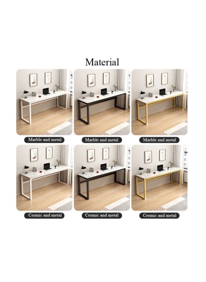 YINZUO - Rectangular Marble and Ceramic Table Desk with Metal Frame, Stylish Workstation for Home Office, Living Room, Study Area, Available in 2 Sizes and 3 Colors, Material Options Marble and Ceramic - Image 1