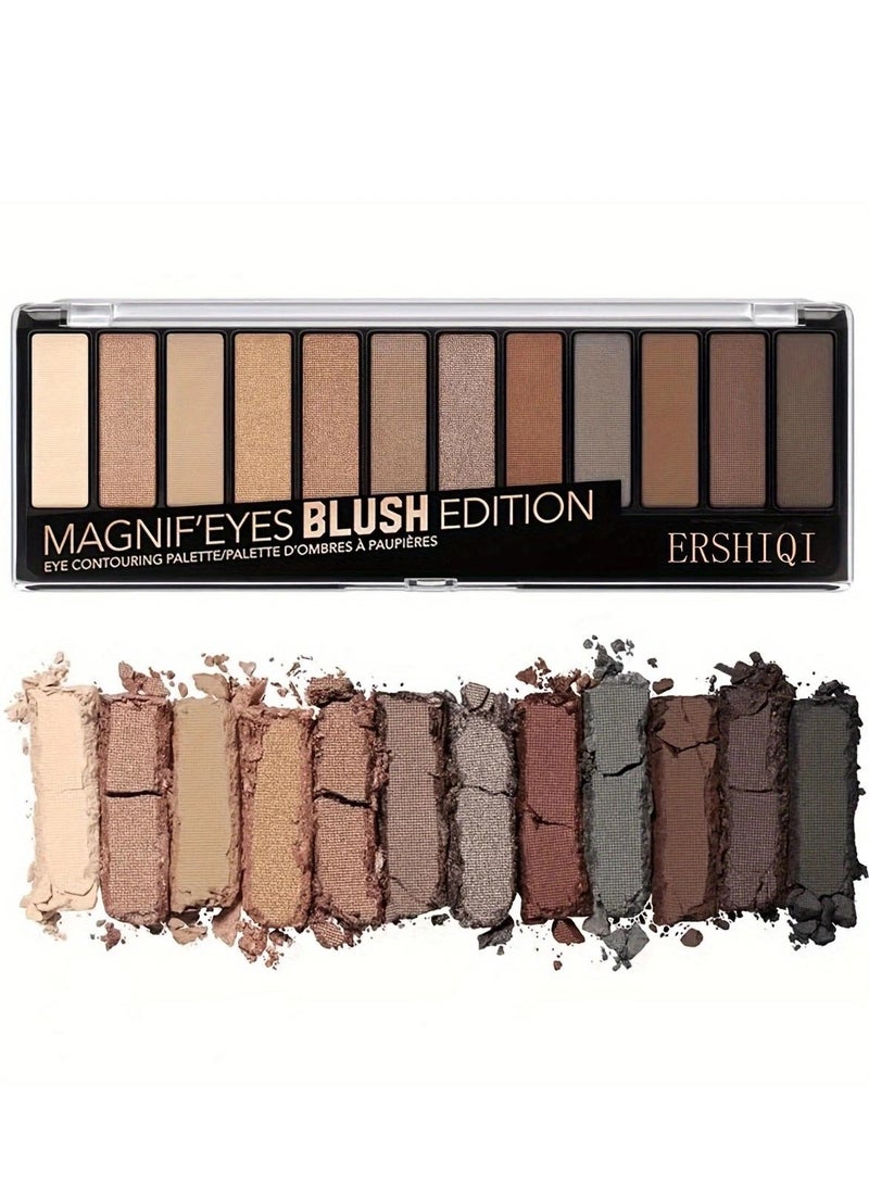 Magnif'Eyes Blush Edition Eye Contouring Palette - 12 Highly Pigmented Eyeshadow Shades (Pearlescent, Matte, Shimmer) for Long-Lasting, Blendable Makeup | Crease-Proof, Smudge-Proof & Vegan-Friendly