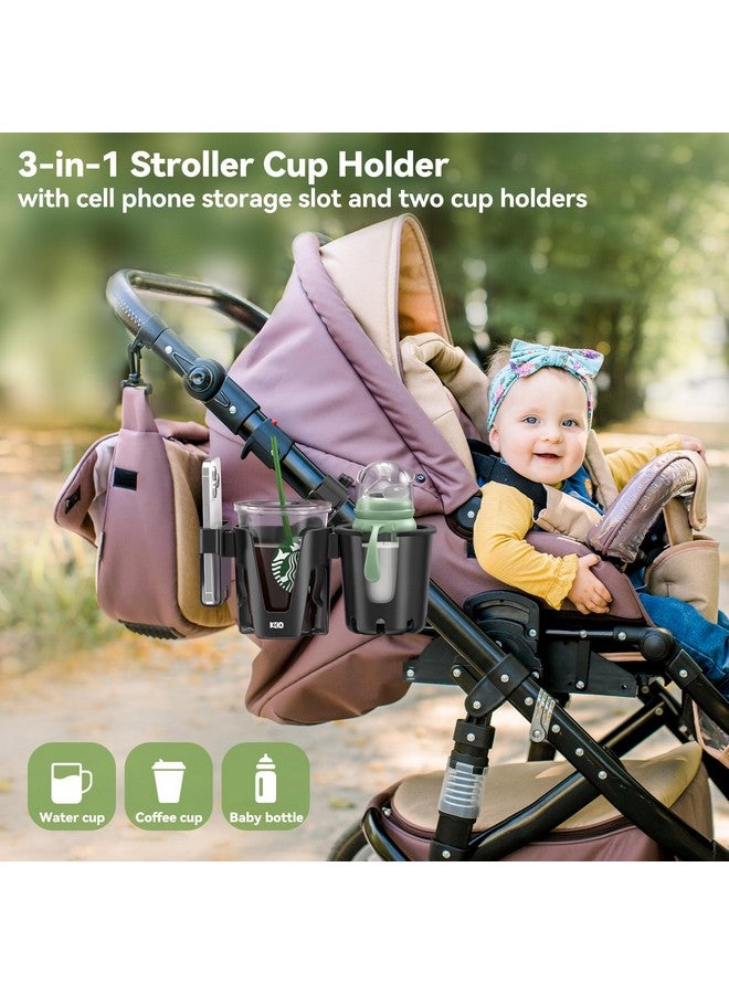 كي دي دي حامل أكواب لعربة الأطفال KDD مع حامل هاتف، حامل زجاجات قابل للإزالة 3 في 1، حامل مشروبات يدور 360 درجة للكرسي المتحرك، عربة الأطفال، الدراجة، المشاية، السكوتر، الدراجة، Uppababy، Nuna، Bugaboo، Doona - Image 1