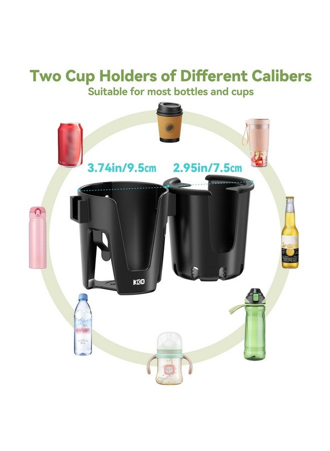 كي دي دي حامل أكواب لعربة الأطفال KDD مع حامل هاتف، حامل زجاجات قابل للإزالة 3 في 1، حامل مشروبات يدور 360 درجة للكرسي المتحرك، عربة الأطفال، الدراجة، المشاية، السكوتر، الدراجة، Uppababy، Nuna، Bugaboo، Doona - Image 2