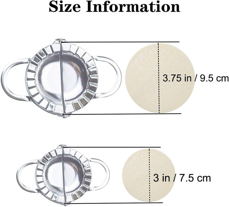 AUAM Stainless Steel Dumpling Ravioli Maker Press, 2 Pack Pierogi Mold - Wonton Mould, Easy-tool for Dumpling Wrapper Dough Stamp Cutter Pastry Pie Making (Small 3 inch,Large 3.75 inch) - Image 2