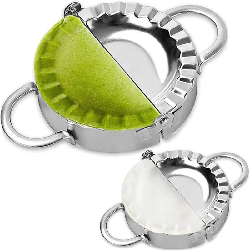 AUAM Stainless Steel Dumpling Ravioli Maker Press, 2 Pack Pierogi Mold - Wonton Mould, Easy-tool for Dumpling Wrapper Dough Stamp Cutter Pastry Pie Making (Small 3 inch,Large 3.75 inch) - Image 1