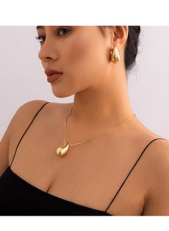 SYNSYB Chunky Gold Hoop Earrings and Necklace Set - Lightweight Waterdrop Hollow Open Hoops - Hypoallergenic Fashion Jewelry in Gift Box  - Image 2
