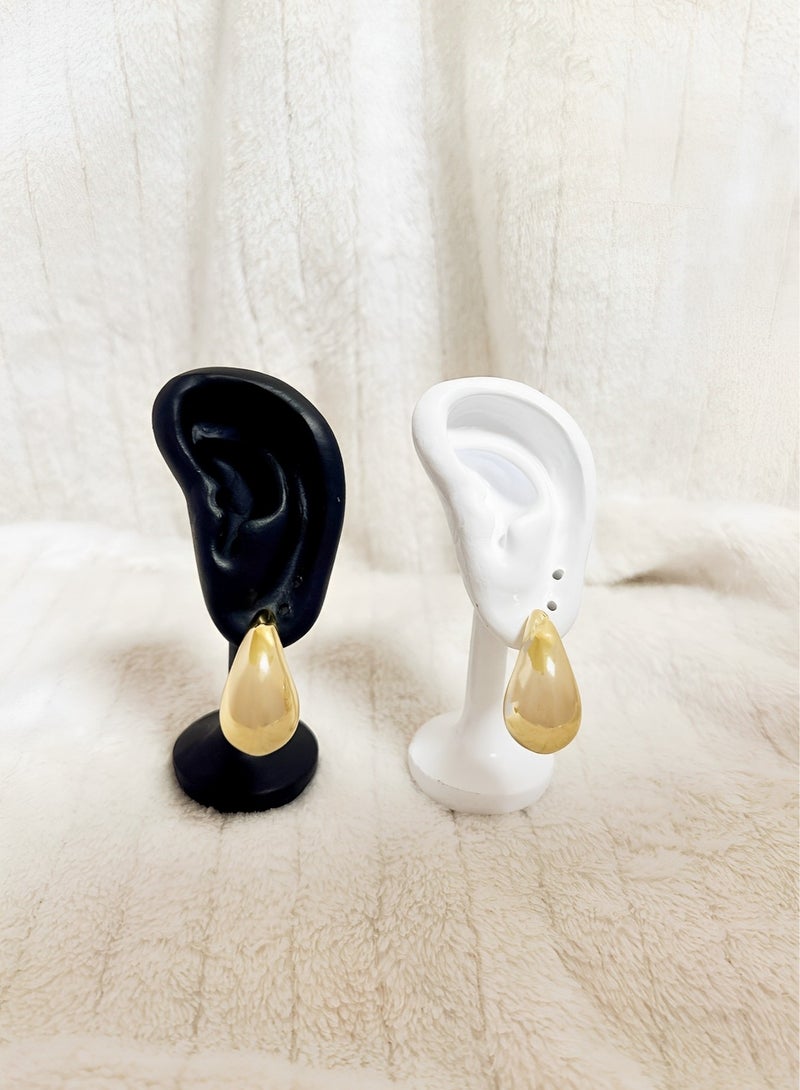 Chunky Gold Hoop Earrings and Necklace Set - Lightweight Waterdrop Hollow Open Hoops - Hypoallergenic Fashion Jewelry in Gift Box