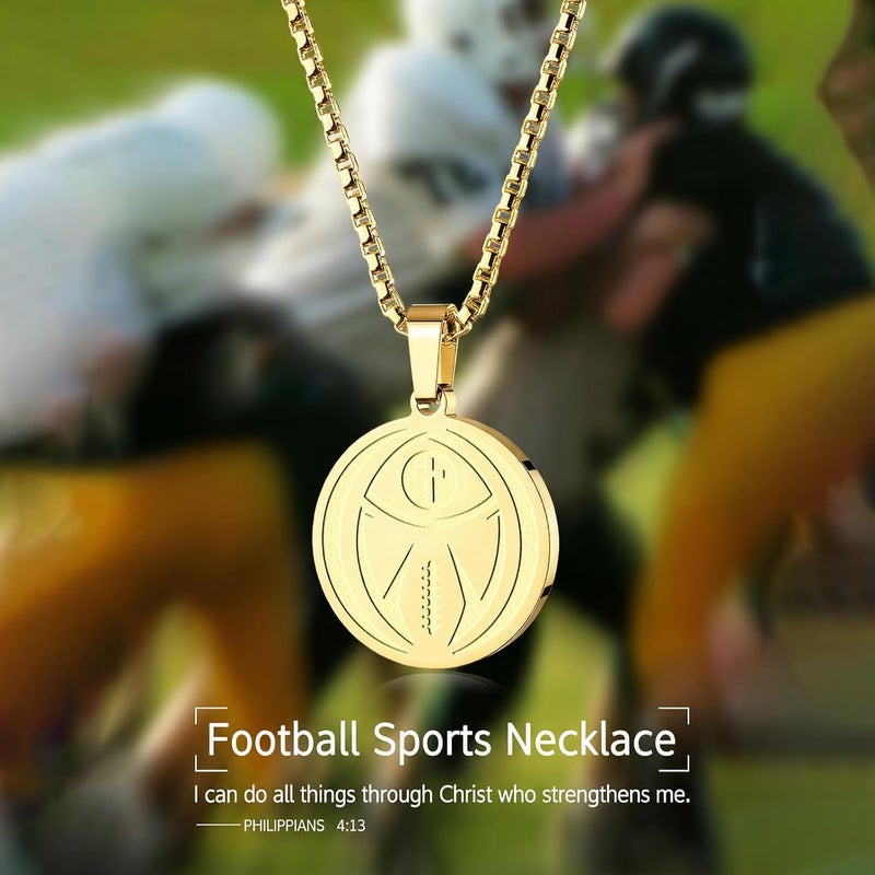 HOFOYA Sports Athletes Necklace with Inspiring Bible Quote from Phil 4:13 Baseball Basketball Football Soccer Volleyball Pendant Jewelry Gift for Men Teen boys girls,Christ Baptist gifts. - Image 1