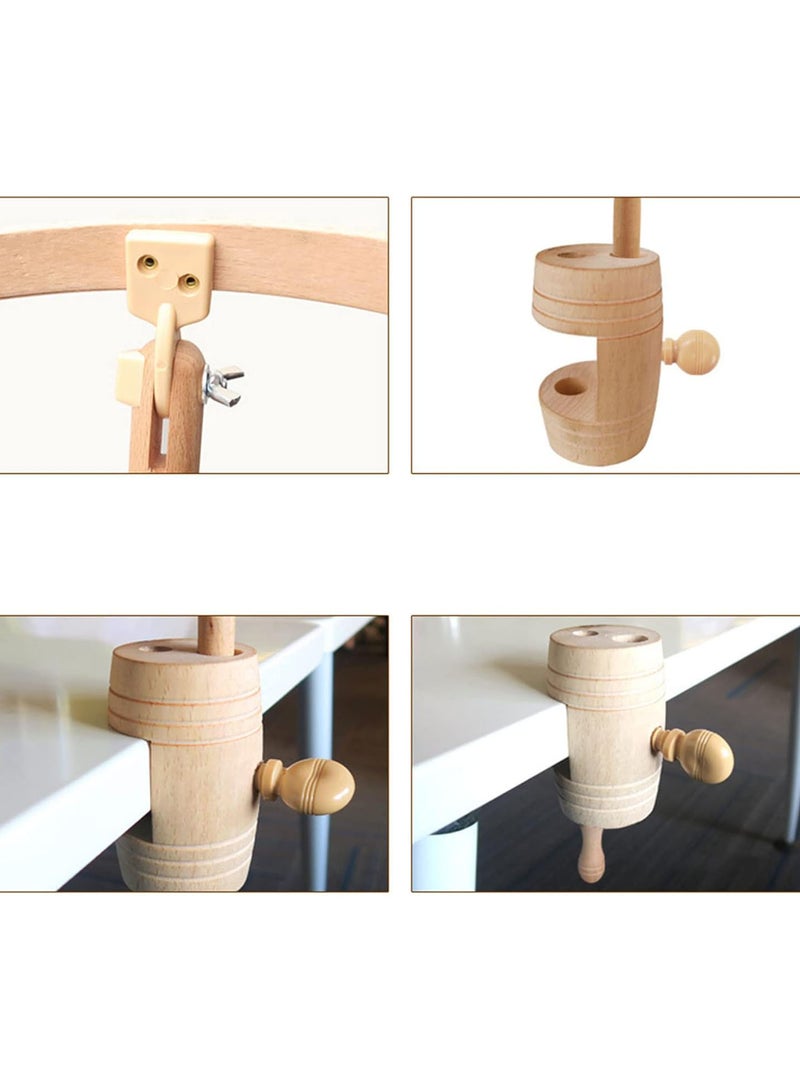 GGOOT Beech Embroidery Frame Stand Wooden Adjustable Cross Stitch Frame Stand Hoop Frame Clipped on Table Embroidery Hoop Stand Sewing Tools  - Image 2