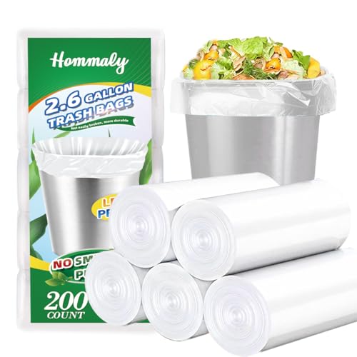 Hommaly 26 Gallon 200 pcs Small Clear Trash Bags Strong 25 Gallon Garbage Bags Bathroom Trash Can Bin Liners Unscented Mini Plastic Bags for Office Waste Basket Liner Fit 610 Liters 226 Gal