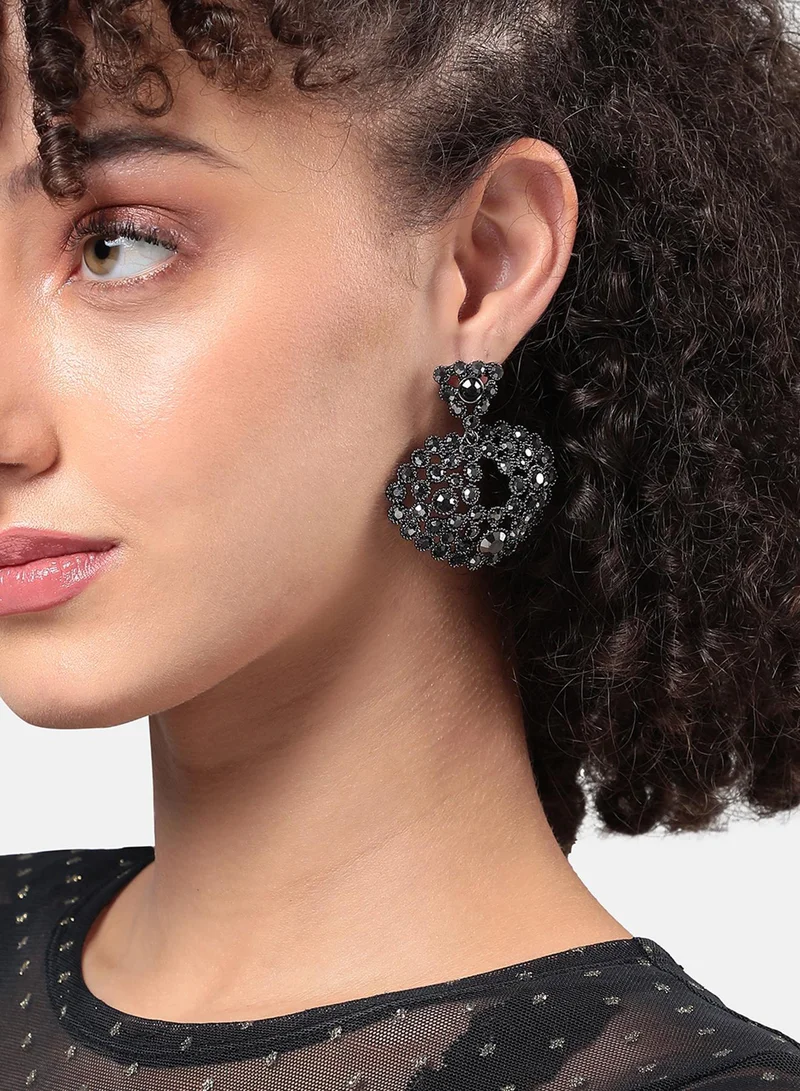 سوهي أقراط متدلية عنقودية مزخرفة - فضية داكنة