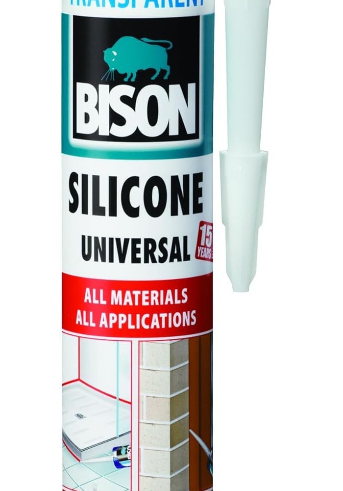 Bison Silicone Universal Transparent 280 Ml Sealant Cartridge, Anti-Fungal, Uv, All Weather, (Sea) Water And Chemical Resistant - Image 1