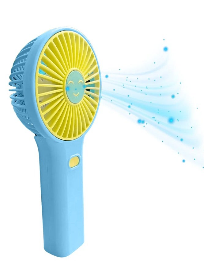 Mini handheld fan HK59-12 , cute design with bright  colors, small size and easy to carry by hand or put in bag, equipped with USB rechargeable battery, on/off button 3 speeds , nice summer and birthday gift for kids and adults, high quality and easy to use