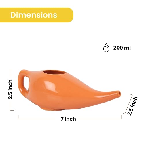 PAXMAX Porcelain Ceramic Neti Pot for Sinus, Jal Neti pots for Nasal Cleansing, Nose congestion and Passages Jala kriya (Orange) - Image 3