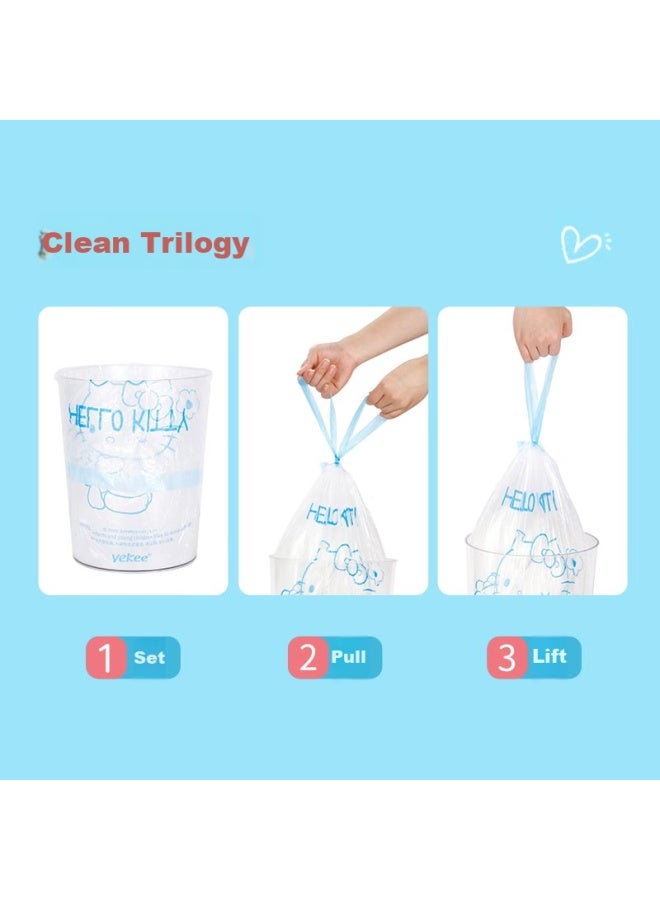 Yekee Drawstring Garbage Bags, Blue And White, 45*50cm, 100 Count, 1 Micron Thick, Household Trash Bags, Large Size, Kt-8172 - Image 3