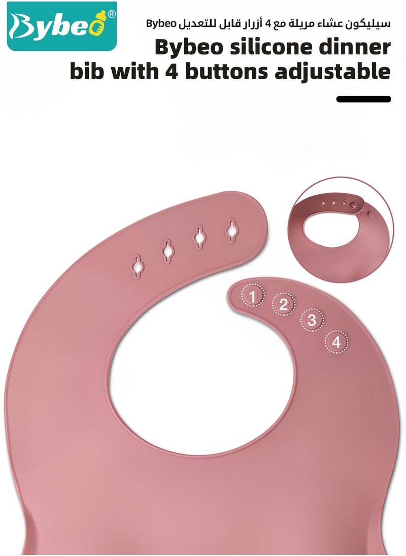 Bybeo 10 Pcs Baby Feeding Set,Silicone Tableware,Infant Feeding Supplies,Led Weaning Set for Newborns,Baby Self Eating Utensils Set,BPA Free,Pink  - Image 5