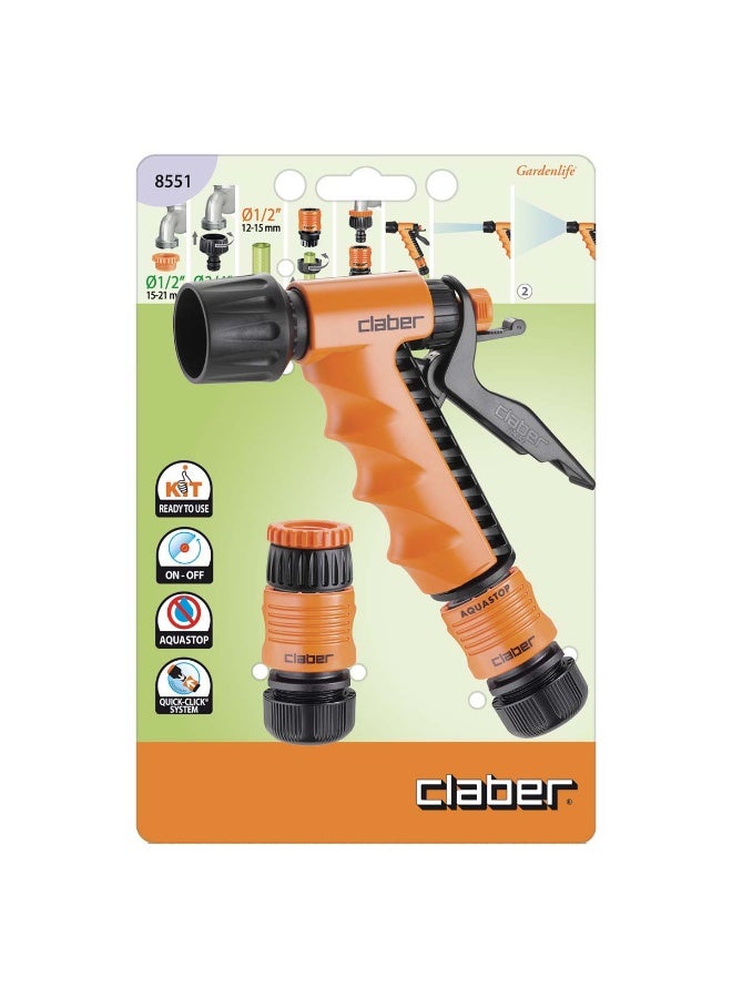كلابر مجموعة مسدس رش، 2 وصلة 1/2 + جلبة بسن 3/4 إلي 1/2، 85510000 – اسود برتقالي - Image 1