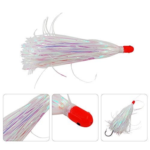 Shaddock Fishing Alive Witch Lure Bait Fishing Lure Bullet Head 0.35 Ounce with Mylar Flash Skirted Hair 5pcs/lot (White) - Image 2