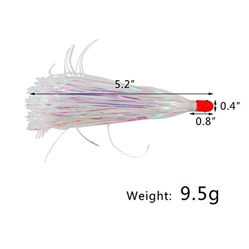 Shaddock Fishing Alive Witch Lure Bait Fishing Lure Bullet Head 0.35 Ounce with Mylar Flash Skirted Hair 5pcs/lot (White) - Image 3