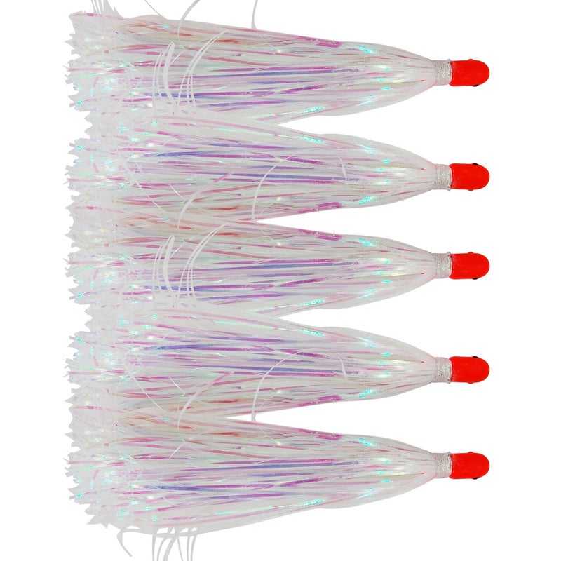 Shaddock Fishing Alive Witch Lure Bait Fishing Lure Bullet Head 0.35 Ounce with Mylar Flash Skirted Hair 5pcs/lot (White) - Image 5