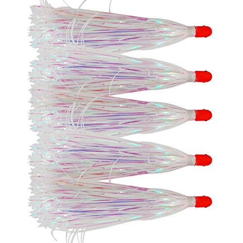 Shaddock Fishing Alive Witch Lure Bait Fishing Lure Bullet Head 0.35 Ounce with Mylar Flash Skirted Hair 5pcs/lot (White) - Image 1