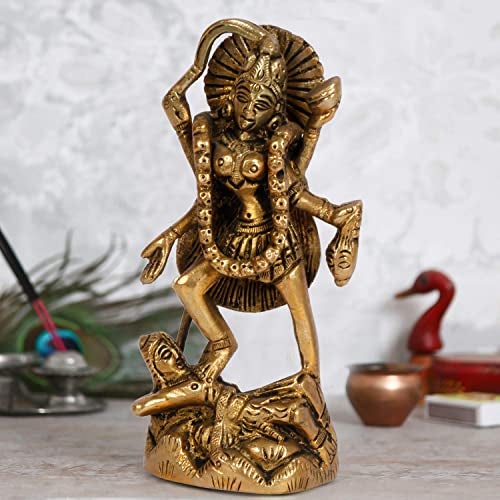 ARTVARKO Brass Kali Maa Statue Murti Religious Figurines for Temple & Home Décor. - Image 1