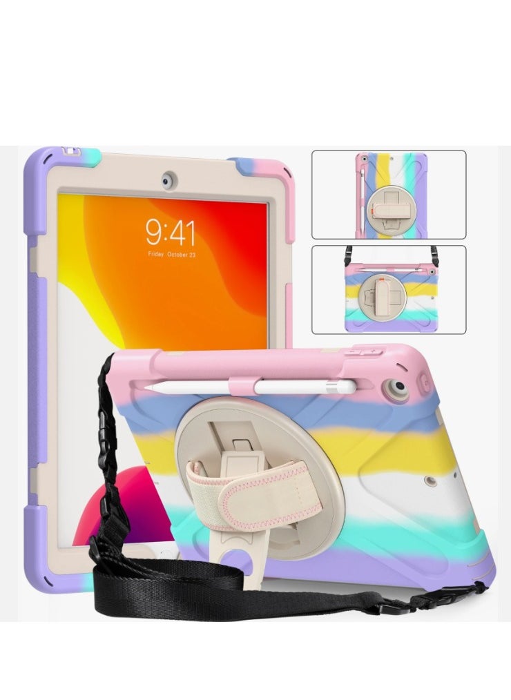 Encased - 360 Silicone for iPad 10.2 Zero Damage Carry Handle Encase with Hand Strap (Colorful Pink) (2021) - Image 1