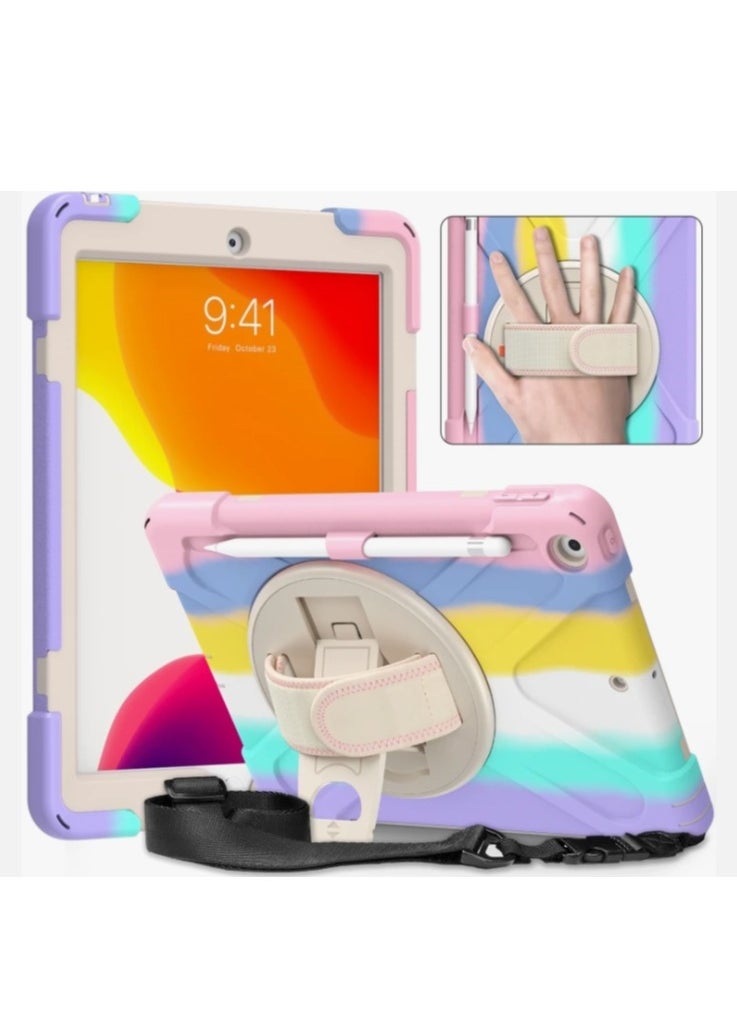Encased - 360 Silicone for iPad 10.2 Zero Damage Carry Handle Encase with Hand Strap (Colorful Pink) (2021) - Image 1