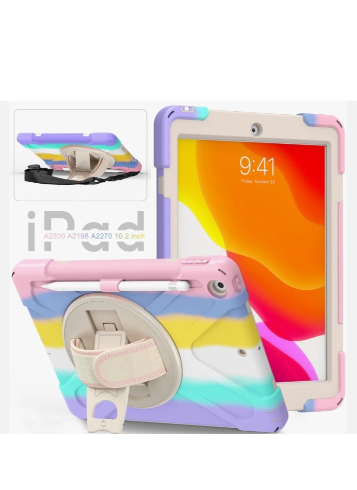 Encased - 360 Silicone for iPad 10.2 Zero Damage Carry Handle Encase with Hand Strap (Colorful Pink) (2021) - Image 1