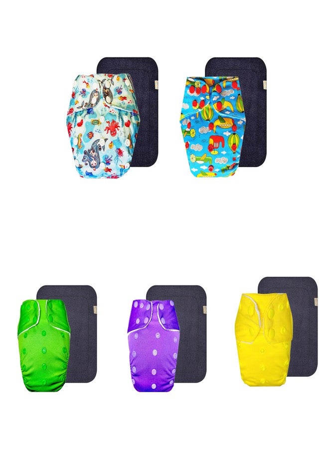 Dumbledo Premium Cloth Diaper with Gray Insert (Pack of 5) | Dry Feel and Comfortable | Reusable & Washable | Quick Dry | Trusted by Moms | 3 Months - 3 Years | Unisex Baby - Image 1