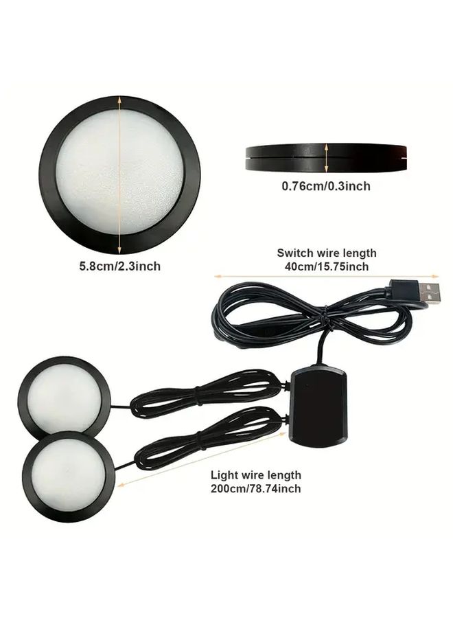 White Light 4 Pcs Under Cabinet Lighting Kit With Aluminum Alloy Housing 5V USB Connection Switch For Kitchen Wardrobe Closet Cabinet Shelf Use - Image 3