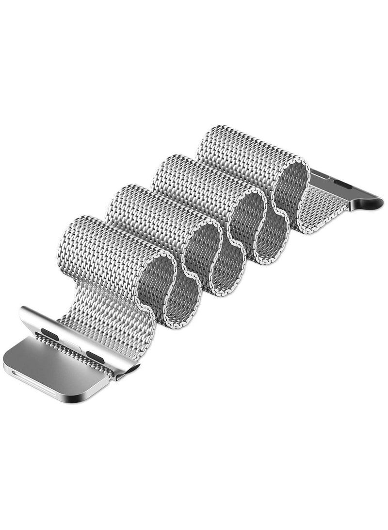 جي تيك سوار بديل لساعة أبل 38 ملم و 40 ملم سيريز 1 2 3 4 5 6 SE ، قفل مغناطيسي فريد من نوعه سوار من الفولاذ المقاوم للصدأ حلقة ميلانيز فضة - Image 5