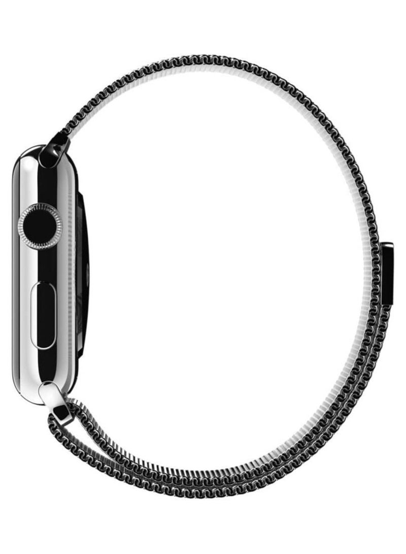 جي تيك سوار بديل لساعة أبل 38 ملم و 40 ملم سيريز 1 2 3 4 5 6 SE ، قفل مغناطيسي فريد من نوعه سوار من الفولاذ المقاوم للصدأ حلقة ميلانيز فضة - Image 3