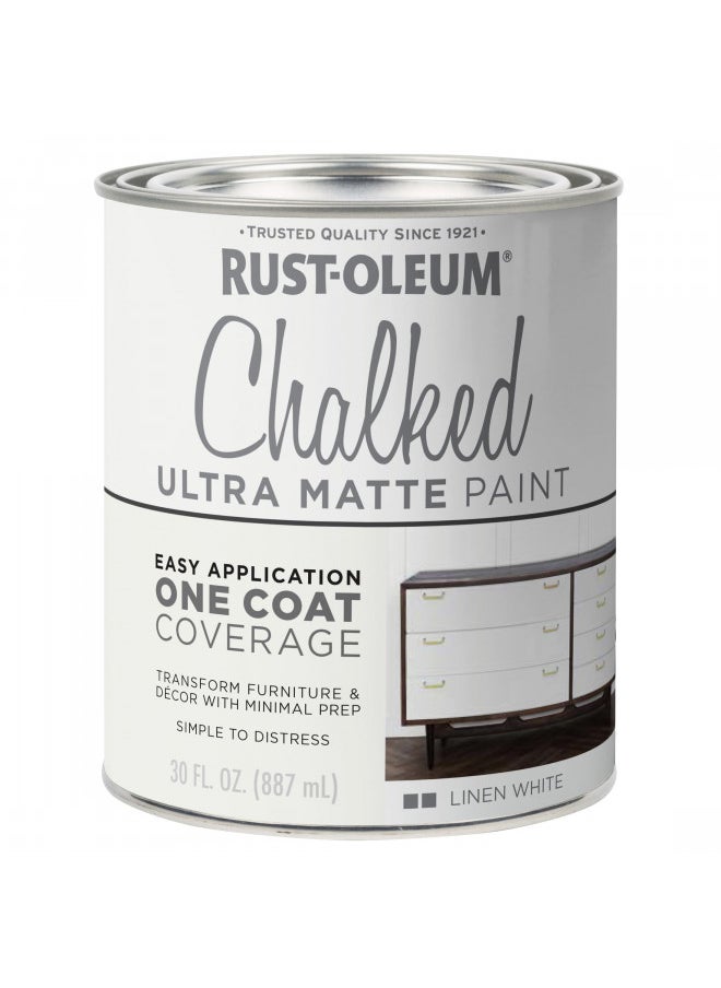 RUST-OLEUM Rust-Oleum 285140 Ultra Matte Interior Chalked Acrylic Paint 30 oz, 30 Fl Oz (Pack of 1), Linen White  - Image 1