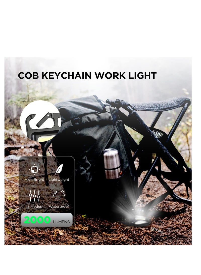COB Work Light, Portable Waterproof Small Led Keychain Flashlights, Rechargeable Cob Keychain Light, Collapsible Bracket and Strong Magnet,  for Night Running, Camping - Image 5