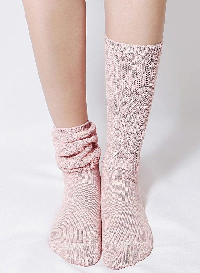 Bienvenu 5 Pairs Womens Teen Girls All Season Lightweight Cable Knit Cotton Socks Candy Color Slouch Boot Socks, Orange, One size - Image 5