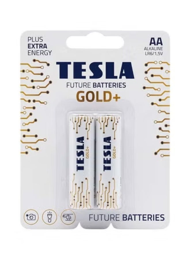 Tesla بطاريات تسلا AA ذهبية + قلوية LR6 1.5 2 قطع - Image 1