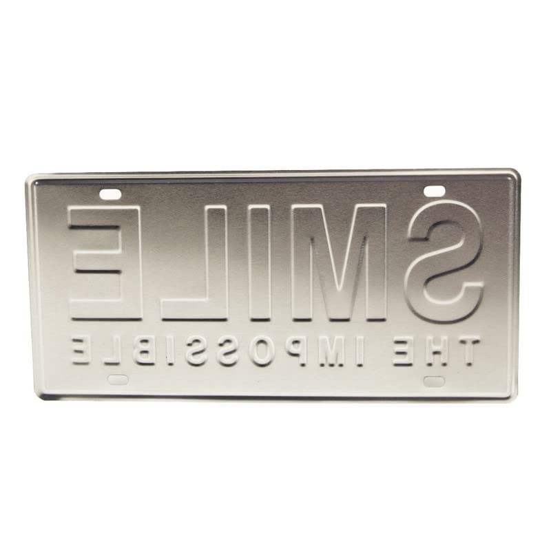 EAZYWAGON Multipurpose Metal Tin Sign License Plate Vanity Gift Smile-The-Impossible Decorative Car Tag, Truck Front Plate or Graphics Wall Art Design Number Plaque for Cafe, Living Room - Image 4