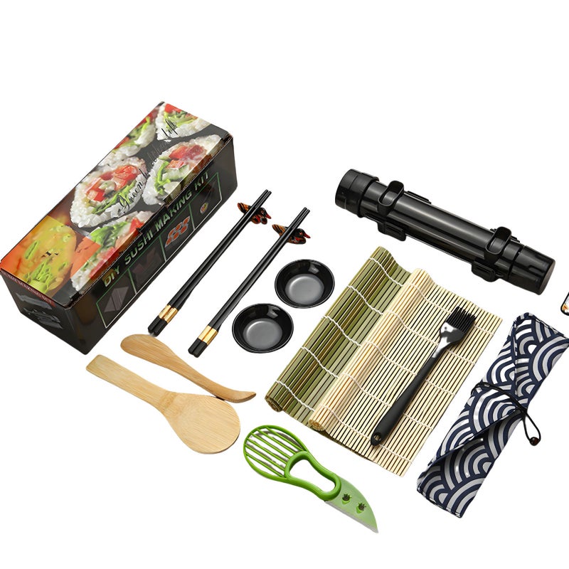 Sushi Making Kit: Black, Complete 9-Piece Set - Easy-To-Use Sushi Kit For Beginners, Pros, Home Kitchen Sushi Makers - Image 1