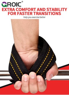 GROIC Deadlift Straps, Figure 8 Lifting Strap, Weightlifters Workout Lifting Straps for Power Lifters Medium Weight Lifting Straps, Non Slip Padded Dead Lift Straps Figure 8 Straps  - Image 2